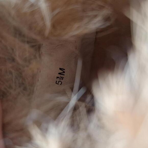 Pelle Moda Tan Leather Fur Wood Heel Size 6 - Picture 9 of 9